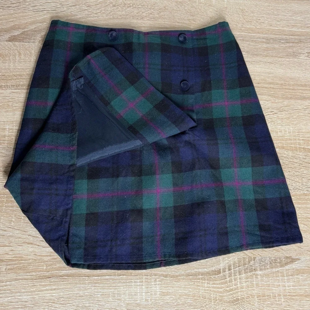 Brooks Brothers Fleece Girls 14 Wool Plaid Scottish Tartans Style Skirt Lined